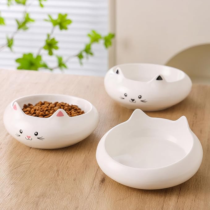 Cat Bowls, Cat Food Bowl, Ceramic Cute Kitten Bowls for Food and Water 7.1oz, Small Dog Feeding Dish for Whisker Fatigue Friendly, Home Decor Bowl, Key Holder, Desk Decor, Multi-Use