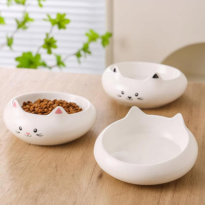 Cat Bowls, Cat Food Bowl, Ceramic Cute Kitten Bowls for Food and Water 7.1oz, Small Dog Feeding Dish for Whisker Fatigue Friendly, Home Decor Bowl, Key Holder, Desk Decor, Multi-Use