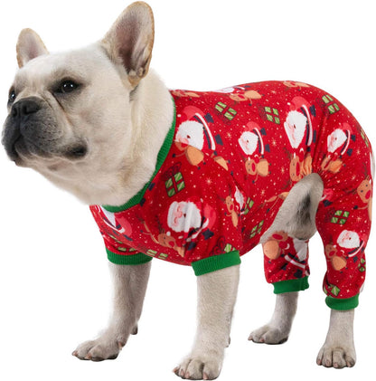 CuteBone Small Dogs Christmas Outfit Soft Puppy Onesies Pjs Dog Pajamas Pet Coat Cat Apparel Comfy Doggie Jumpsuit Bodysuit for All Seasons P135XL