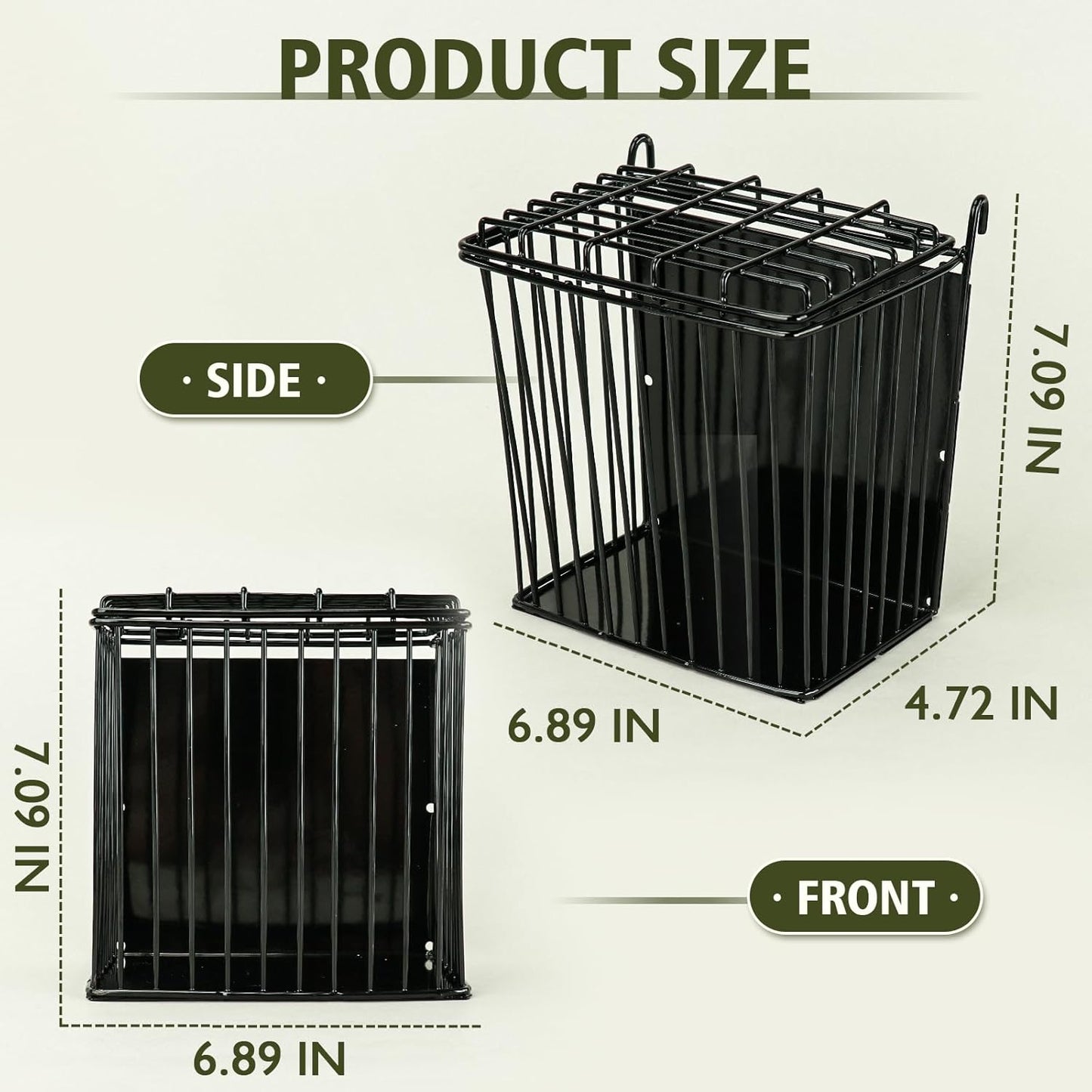 New Upgraded Rabbit Hay Feeder,Comes with Lid to Prevent Critters from Jumping in,Metal Frame Hay Rack with Adjustable Hook,for Rabbits Guinea Pigs Bunny Chinchillas Small Animals (Black)