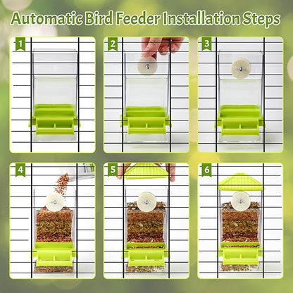 Rypet No Mess Bird Water Feeder Dispenser Set Automatic Bird Feeder for Cage Transparent Food Container for Cage Acrylic Parrot Seed Feeders Accessories for Small Birds Parrot Cockatoo Canary
