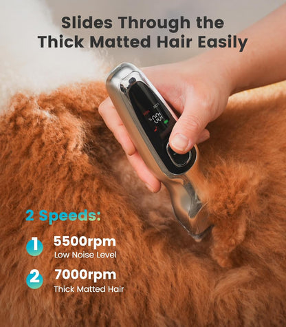 oneisall Dog Clippers for Grooming Thick Hair, Low Noise Cordless Dog Shavers, 2-Speed Pet Hair Trimmer Grooming Kit for Home Groomer