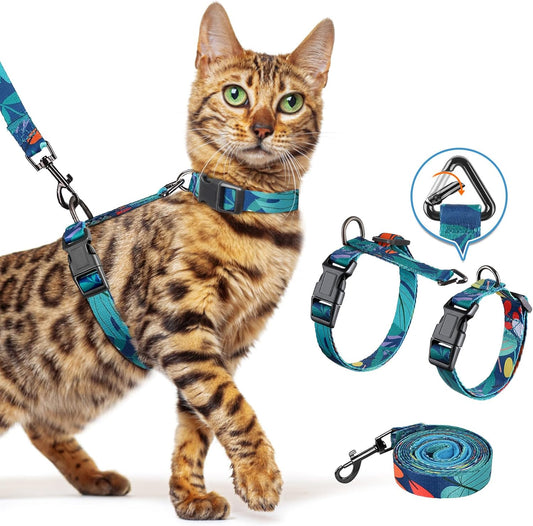 Halypet Cat Harness and Leash Set, Escape Proof [3 in 1 Adjustable & Lightweight] Cat Harness, Comfortable Soft Kitten Harness for Cats Safe, Easy to Wear, Outdoor Walking Travel