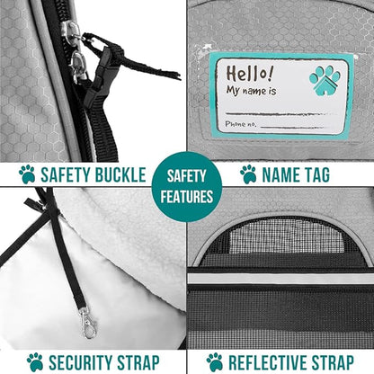 PetAmi Airline Approved Pet Carrier for Cat, Soft Sided Dog Carrier for Small Dogs, Cat Travel Supplies Accessories for Indoor Cats, Ventilated Pet Carrying Bag Medium Large Kitten Puppy, Small Gray