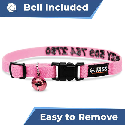 GoTags Personalized Cat Collar with Embroidered Name and Number, Safety Breakaway Buckle Snag-Proof Design, Adjustable Customized Nylon ID Collar with Bell for Cat or Kitten, 5 Color Options