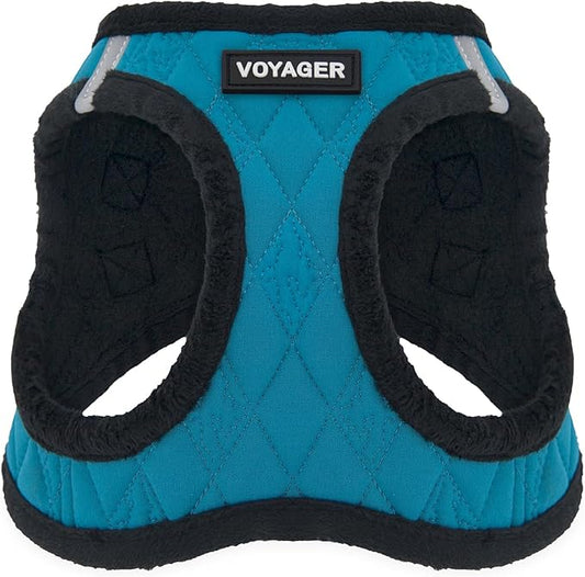 Best Pet Supplies - All Weather Mesh / Plush, Reflective, No Pull Harness for Small, Medium Dogs, Cats - Secure with Hook & Loop Fastener, Buckle, Double D-Rings - Turquoise Plush, M