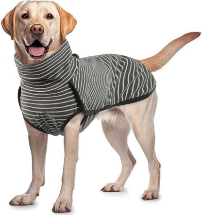ROZKITCH Dog Winter Coat Soft Pullover Pajamas, Stripe Pet Windproof Warm Cold Weather Jacket Vest Cozy Jumpsuit Apparel Outfit Clothes for Walking Hiking Travel Sleep Stripe M