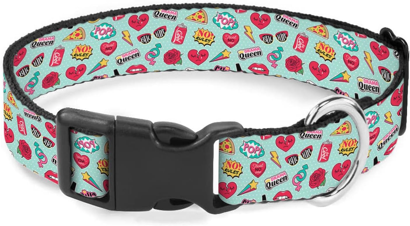 Pop Art Dog Collars Pizza Cola Rose Heart Red Soft Adjustable Collar Strap for Small Medium Large Dogs Cats Pet