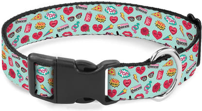 Pop Art Dog Collars Pizza Cola Rose Heart Red Soft Adjustable Collar Strap for Small Medium Large Dogs Cats Pet