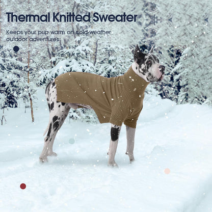 IECOii XXXL Dog Sweater,Warm Dog Sweaters for Extra Large Dogs Girl Boy,Stretchy & Cozy,Turtleneck Knitted Pullover for Pet Wear On Holiday,Easy On Doggy Sweatshirt for Labrador (Camel,XXXL)