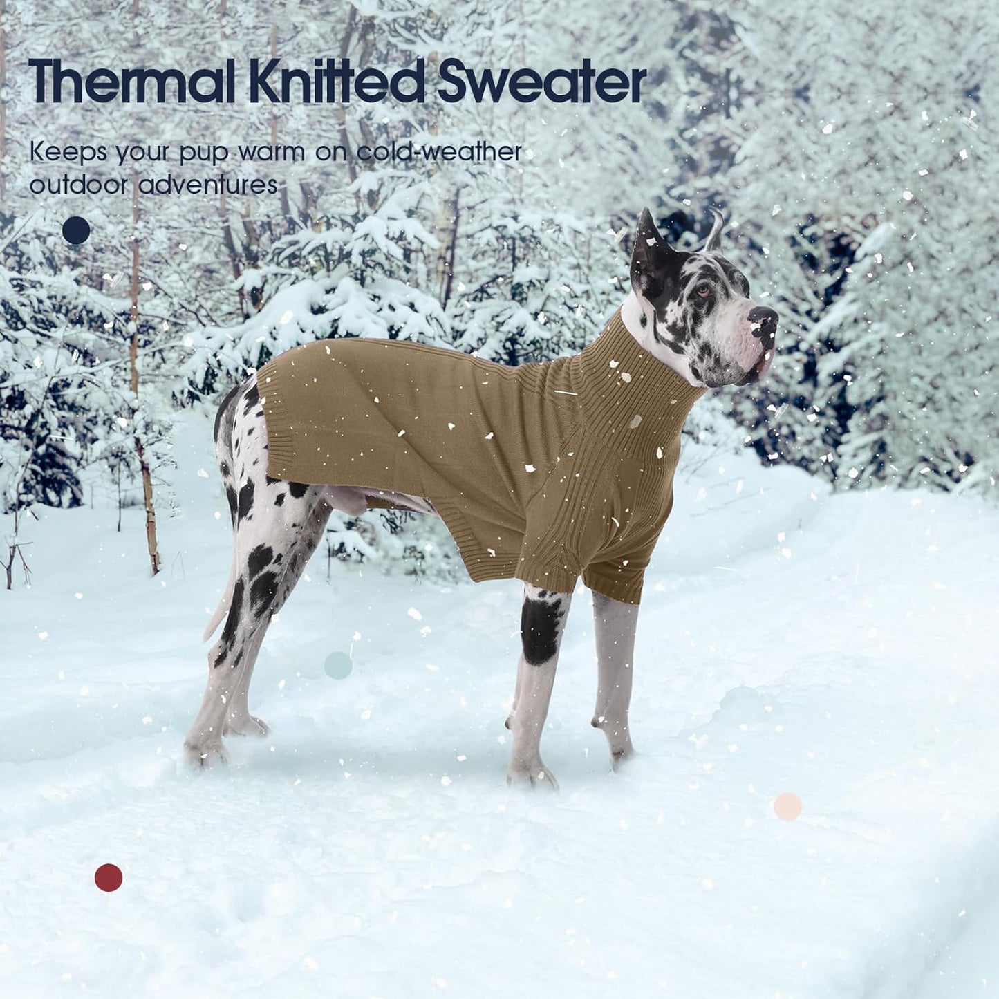 IECOii XXL Dog Sweater,Thermal Knit Big Dog Sweater with Sleeve,Pet Turtleneck Doggy Sweatshirt for Extra Large Dogs Boy Girl,Stretchy Large Dogs Cold Weather Outfit Pitbull Clothes,(Camel,XXL)