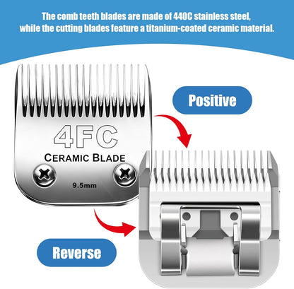 Dog Grooming Replacement Blades Compatible with Andis Dog Clipper, Dog Clipper Blades Compatible with Oster A5,Wahl KM-10 Series Dog Clipper, 4FC Blades (9.5mm)
