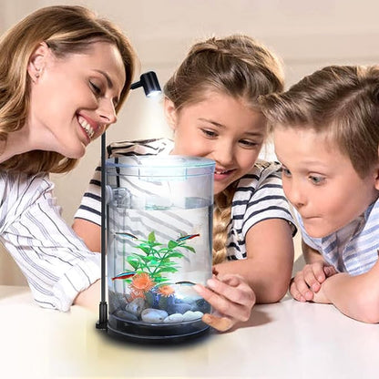 LED Aquarium Light, 3W USB Powered Fish Tank Plant Lamp with Black Base Board for 360 Betta Fish Bowl, Potted Plants, Succulents, Miniature Landscape