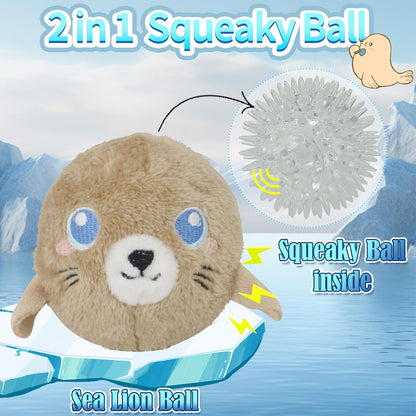 DKING 3Pack Squeaky Dog Balls,2 in1 Funny Puppy Ball Toys,Birthday Dog Toy for Small Medium Dogs (Ocean Ball)