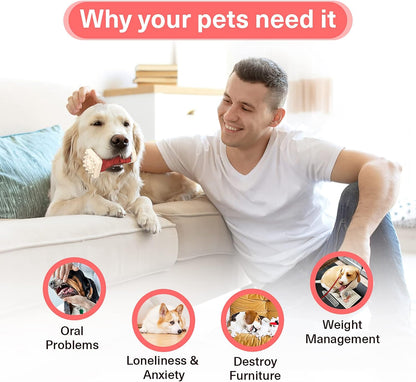 PcEoTllar Dog Toys for Aggressive Chewers, Indestructible Dog Chew Toys, Safe Rubber, for Large Medium Small Dogs - Red -M