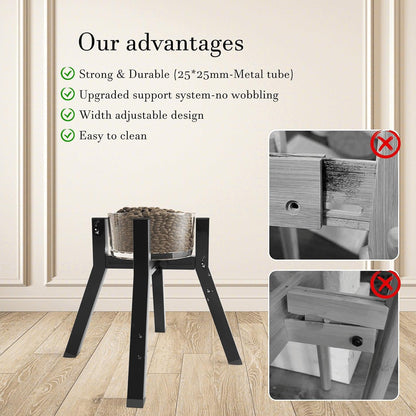 Dog Bowl Stand for Medium & Large Dogs, Adjustable Width 7-10.6" Raised Dog Food Stand, 11 inch Tall Elevated Single Holder, Black (Bowl Not Included)