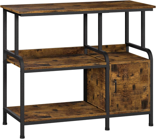 40-50 Gallon Fish Tank Stand，750 lbs Capacity Aquarium Stand，Heavy-Duty 3-Level Reptile Stand with Built-in Storage，36.8×15.7×31.5" Steel Terrarium Stand，Retro Brown