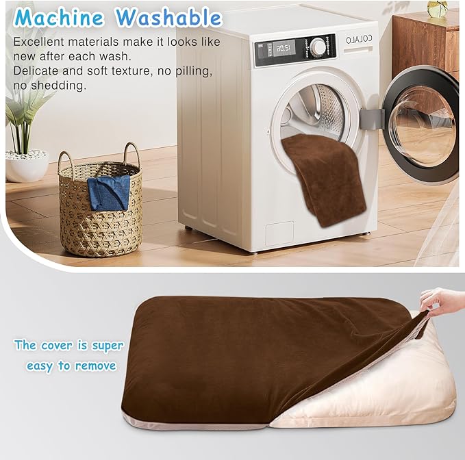 Magic Dog Super Soft Large Dog Bed Orthopedic Pet Beds 39 Inch Washable Anti Slip Dog Sleeping Mattress with Removable Cover, Dark Brown L