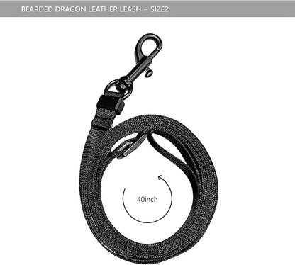 Bearded Dragon Leash and Harness Set, Beardie Carrier, Lizard Adjustable Harness with Leather Wings and Sling Bag, Reptile Small Pet Backpack Batwing Accessories (Black)