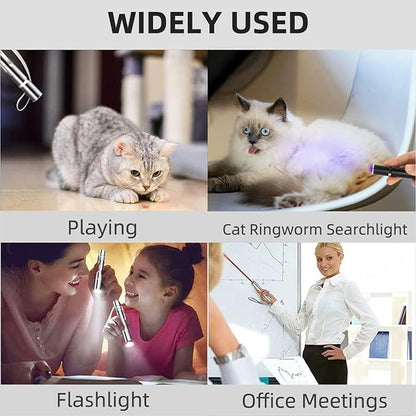 Laser Pointer Cat Toy 2 Pack – USB-Rechargeable, 5 Fun Patterns, UV & Infrared Modes, Safe Play for Cats,Interactive Multi-Use Pet Toys
