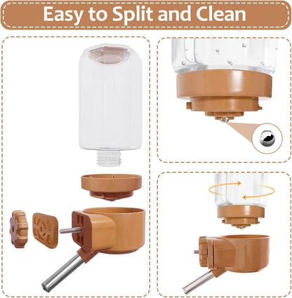 LOS ANDES No-Drip Water Bottle/Feeder for Guinea Pigs/Hamsters/Bunnies/Ferrets/Squirrel/Hedgehog/Other Small Pets, Weather Resistant Cage Water Bottles for Dogs/Cats, 18.5oz, Orange