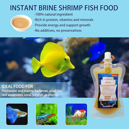 Instand Fish Food, 50ml Ready to Use Aquarium Fish Food, Non-Living Daphnia, Food for Betta Saltwater Marine Freshwater Fish (Daphnia)