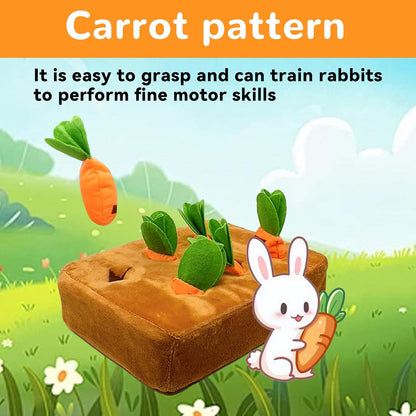 Hamiledyi Rabbit Foraging Toys Bunny Plush Puzzle Toy Carrots Snuffle Mat for Chinchilla Guinea Pig Ferret Rat Entertainment (Brown)