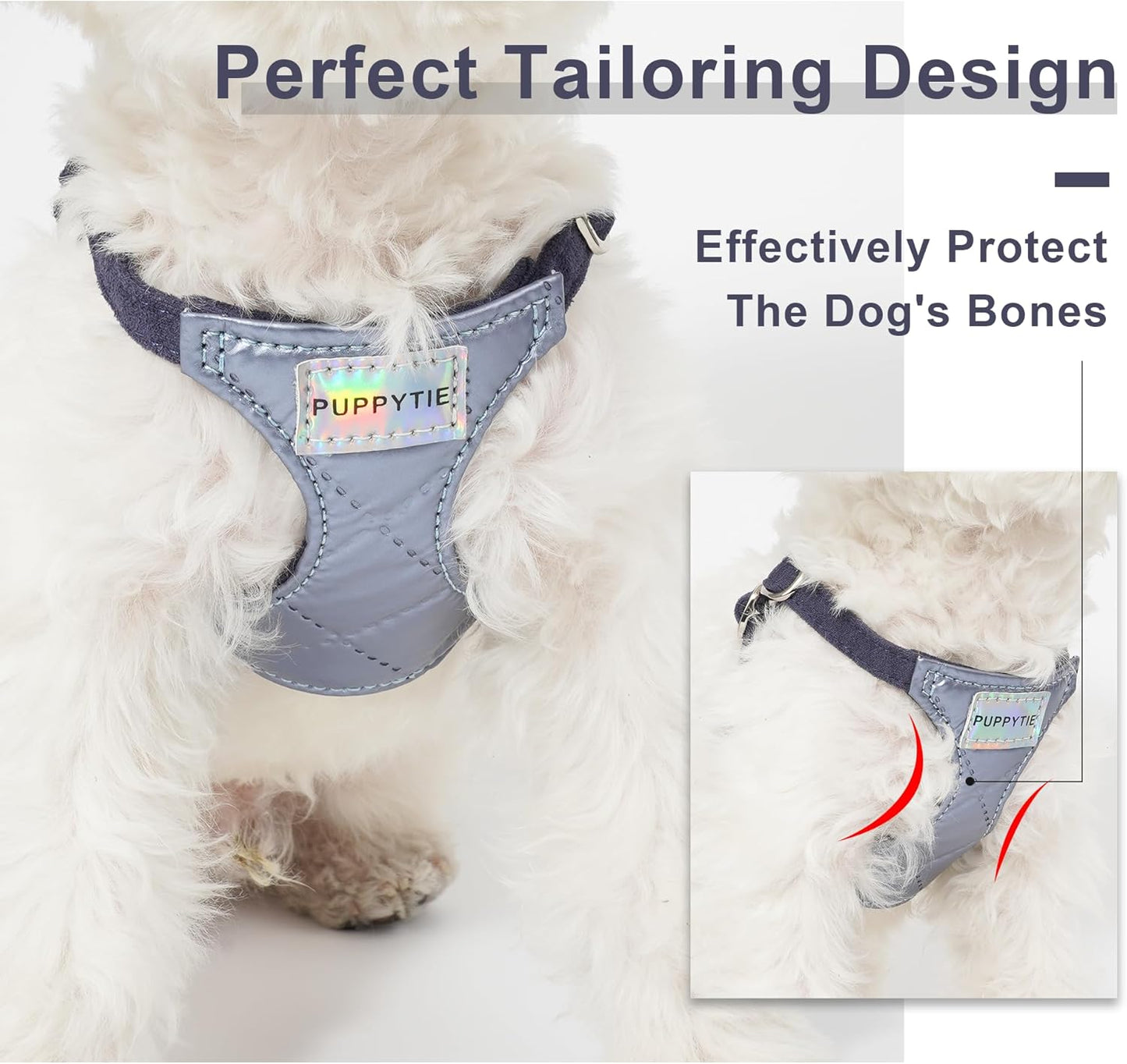 Puppytie No Pull Small Dog Harness with Multifunction Dog Leash,Lightweight Soft Adjustable No Choke Escape Proof Pet Harness Vest Pet Harness Vest,Glossy Galaxy Blue,S