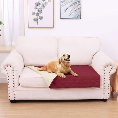hyha Waterproof Dog Bed Blanket, Soft Pet Blankets, Waterproof Couch Cover for Dogs, Reversible Sofa Covers Washable for Furniture (30x53 Inch, Wine Red/Beige)
