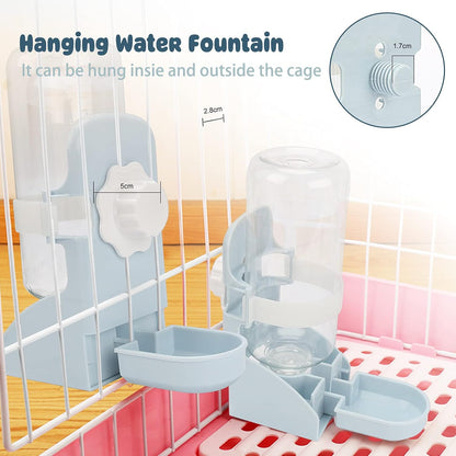 Rypet Rabbit Water Bottle No Drip - 17oz Hanging Water Fountain Automatic Dispenser Pet Cage Water Feeder for Bunny Chinchilla Guinea Pig Hedgehog Ferret Blue