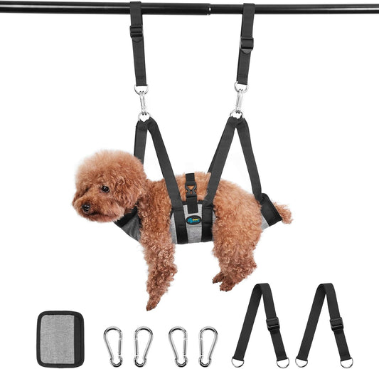 Ownpets Pet Grooming Hammock, Dog Grooming Hammock with Carabiners, Breathable Pet Grooming Harness Sling for Grooming, Hair Nail Trimming Cutting & More, S