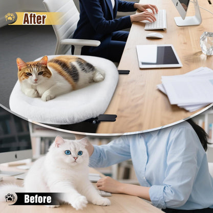 IPOW Heavy Duty Steel Frame Supports up to 50lbs Cat Desk Bed & Perch Space-Saving 90°Foldable with Soft Ultra-Plush Faux Fur for Small Medium Large Cats