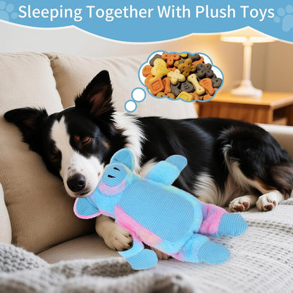 Dog Toys Plush, Squeaky Stuffed Dog Toy, Rainbow Pig Dog Toys for Small Medium Breeds, Soft Dog Plush Toy, Puppy Teething Dog Toy, Interactive Dogs Toy for Indoor Dogs(Blue)