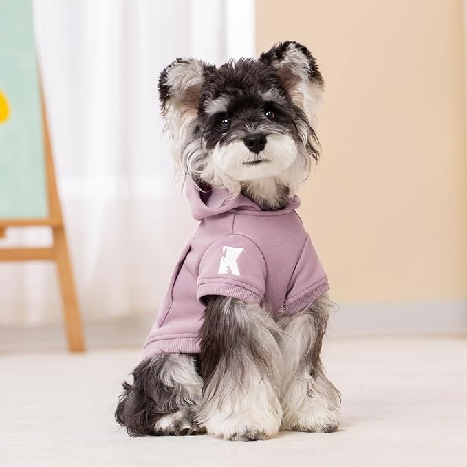 Koneseve Dog Hoodie & Cat Sweater, Warm Fleece Hooded Sweatshirt with Pocket for Small to Large Pets, Cozy Winter Outfit, Purple, 5XL