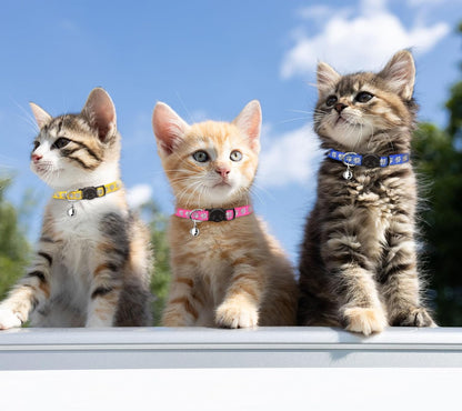 16 PCS Breakaway Cat Collars with Bells Reflective Cat Collar Safety Nylon Kitten Collars Cat Collars for Girl Boy Cats(7.5"-12.6")