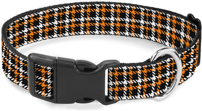 Black Orange White Plaid Gingham Dog Collar Pet Neck Strap for Small Medium Large Dogs Soft Adjustable Buckle