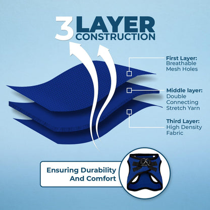 Best Pet Supplies Voyager Step-in Air Harness - All Weather Mesh, Reflective, No Pull Harness for Dogs, Cats - Secure with Hook & Loop Fastener, Buckle, Double D-Rings - Royal Blue/Black Trim, M