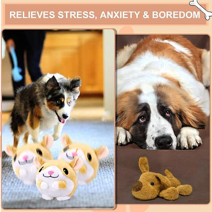 BABORUI Interactive Dog Toys Hamster, Jumping Squeaky Dog Toys with Recording and Music Modes, Rechargeable Moving Dog Chew Toys for Small/Medium/Large Dogs to Keep Them Busy