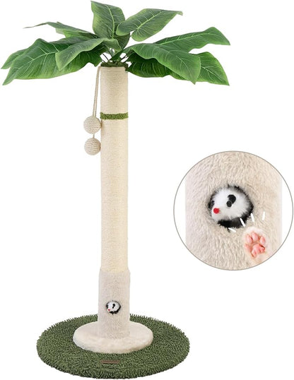 35" Tall Cat Scratching Post Furniture Scratching Deterrent for Indoor Cats, Hanging Ball with Sturdy Large Scratch Pole Premium Sisal Rope Scratch Posts Kitten and Adult Cats