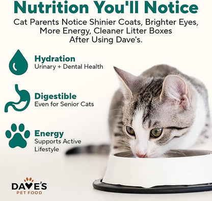 Dave's Pet Food Grain Free Wet Cat Food Gravy (Turkey & Giblets Dinner in Gravy), Made in USA Naturally Healthy Canned, Added Vitamins & Minerals, 5.5 oz Cans (24 Pack)