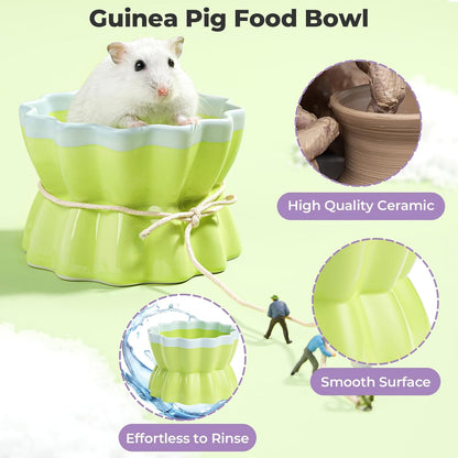 mini&moe Hamster Food Bowl - Ceramic Guinea Pig Bowl Anti-Turning Small Pet Food Feeding Dish for Rabbit Rat Gerbil Mouse Chinchilla