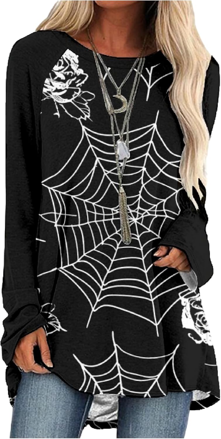 MARSVOVO Women Novelty Graphic Plus Size Sweater Crewneck Long Sleeve Cute Printed Loose Fit Casual Fall Sweaters Top