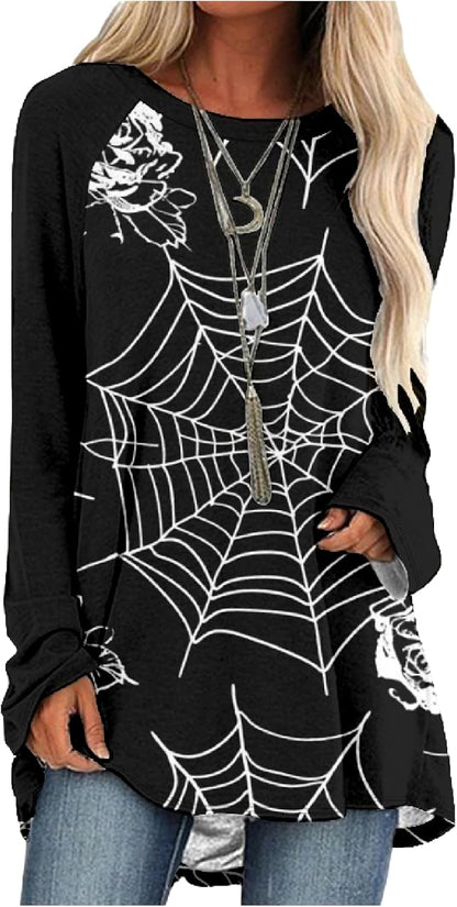 MARSVOVO Women Novelty Graphic Plus Size Sweater Crewneck Long Sleeve Cute Printed Loose Fit Casual Fall Sweaters Top