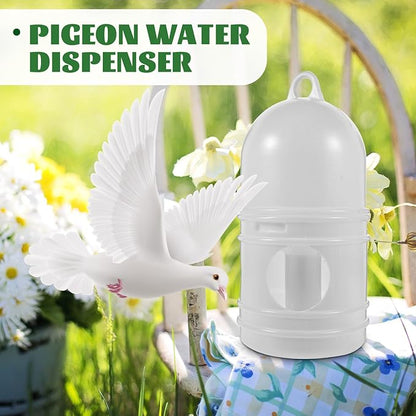 Bird Feeding Dispenser Pigeon Water Dispenser - 2pcs Birds Plastic Waterer Plastic Drinker with Handle for Pigeon Birds, Automatic Feeders (1L, White) Pet Drinker