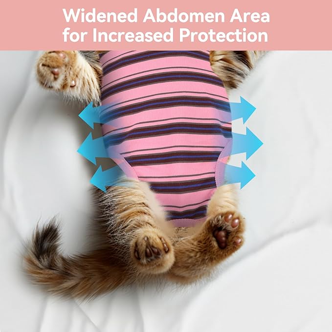 3 PCS Cat Recovery Suit for Spay Abdominal Wounds Female, Cat Onesie for Cats After Surgery, Pet Surgery Recovery Suit Kitten Onesie for Cats Anti Licking
