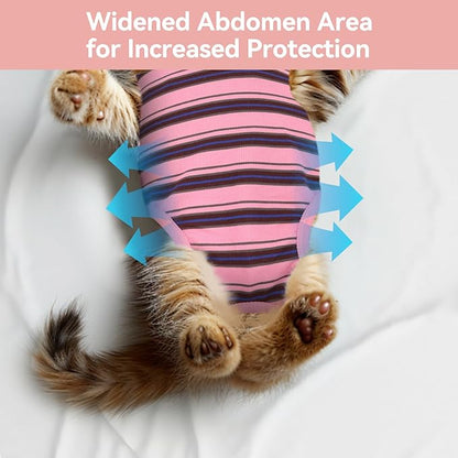 3 PCS Cat Recovery Suit for Spay Abdominal Wounds Female, Cat Onesie for Cats After Surgery, Pet Surgery Recovery Suit Kitten Onesie for Cats Anti Licking