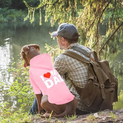 GreenJoy Dog Sweater Dog Hoodie Cold Weather Dog Coat Hooded Sweatshirt for Puppies,Cats, Small Medium Large Dogs (Pink(I Love My Dad), Large)