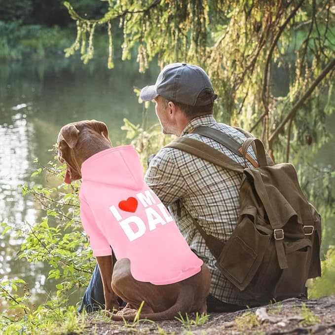 GreenJoy Dog Sweater Dog Hoodie Cold Weather Dog Coat Hooded Sweatshirt for Puppies,Cats, Small Medium Large Dogs (Pink(I Love My Dad), X-Large)