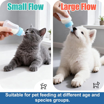 DEMORA Kitten Bottle Feeding Kit, Graduated Nursing Feeding Bottles for Pet Kitten Puppy Hamster Rabbit with Two Kinds of Replaceable Nipples Feeder (Clear, 4 oz)