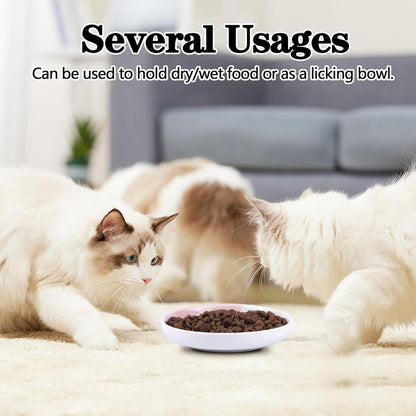 Cat Food Bowl, Healthy Ceramic Cat Food and Water Bowl for Indoor Cat, Puppies, Anti Whiskers FatigueCat Dishes Set, Shallow Cat Food Dish for Wet Food, Cat Treat Plate, Dishwasher Safe, 5 Pcak